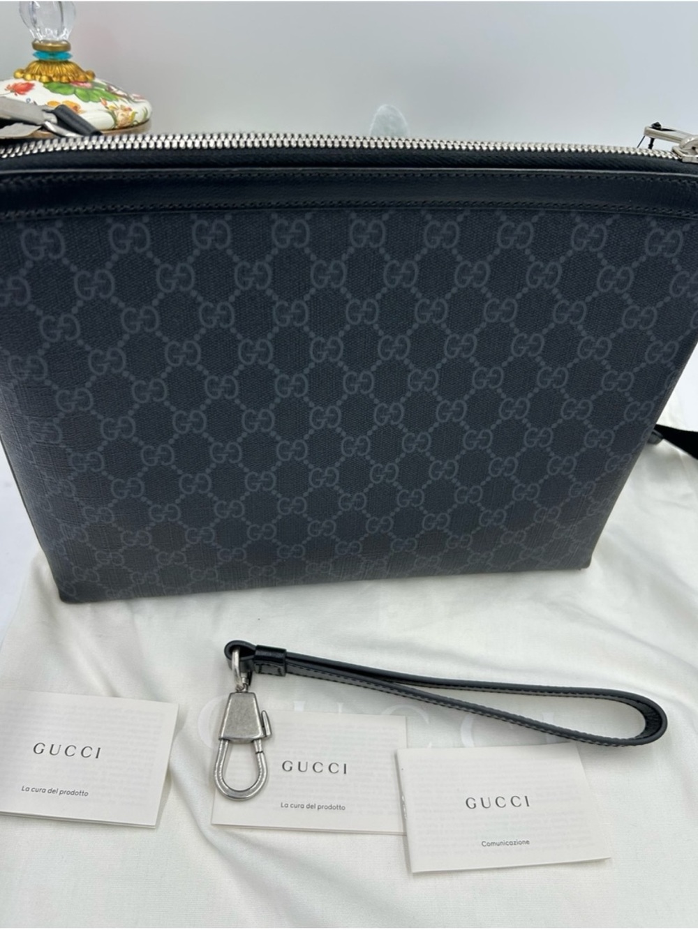 Gucci Black GG Monogram Messenger Crossbody Bag detachable strap made in Italy - Picture 4 of 11